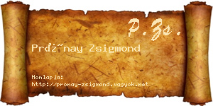 Prónay Zsigmond névjegykártya